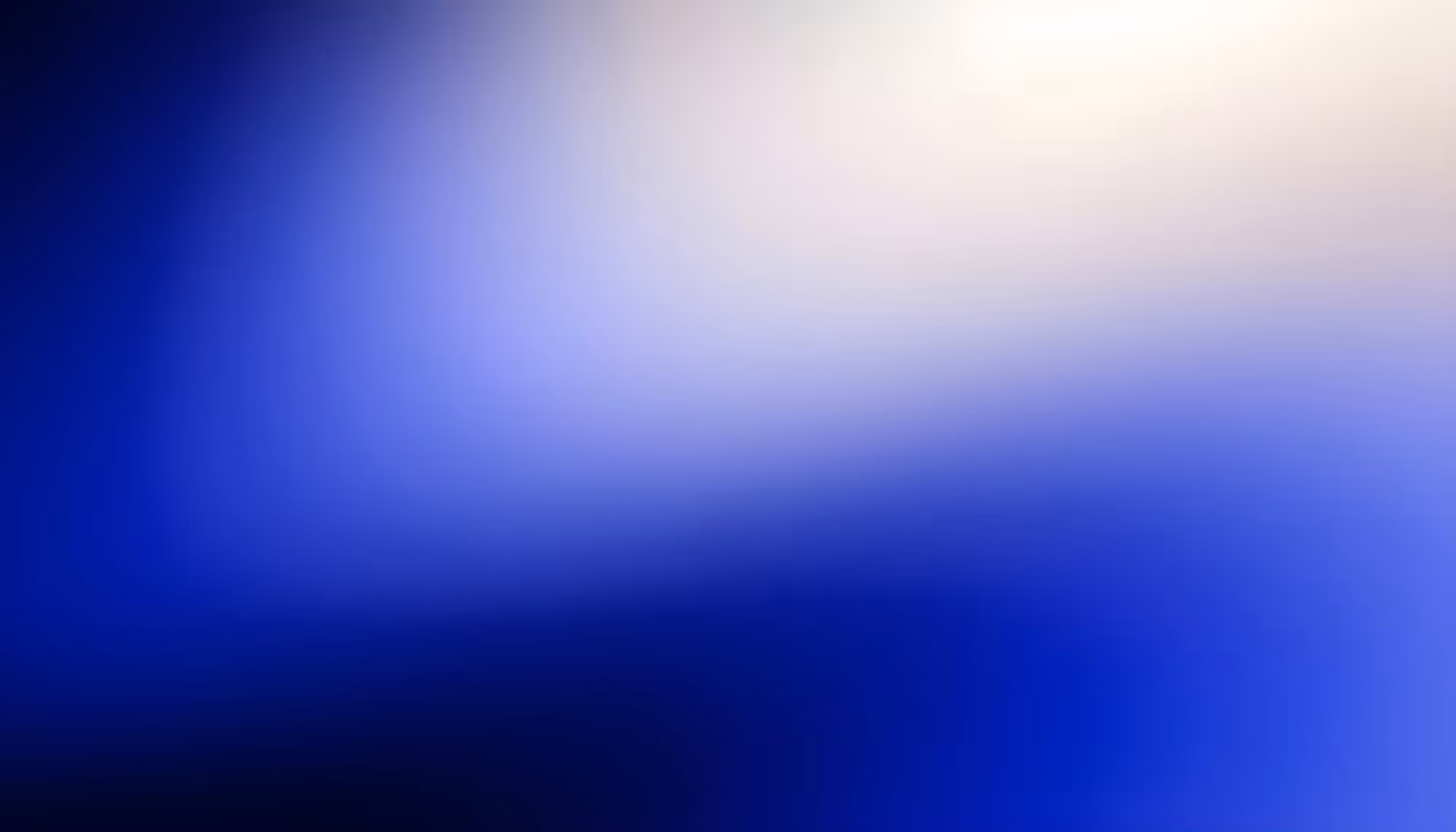 Abstract blue gradient background with a bright white-cream light source in the upper center-right, blending into deep navy and cobalt blue tones throughout.