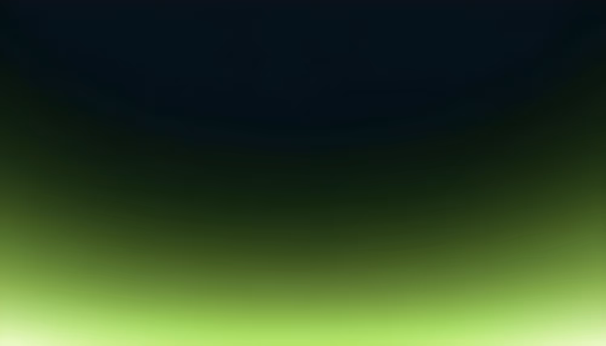 A dark gradient background transitioning from deep black at the top to vibrant lime green at the bottom, with a soft glowing effect along the lower edge.
