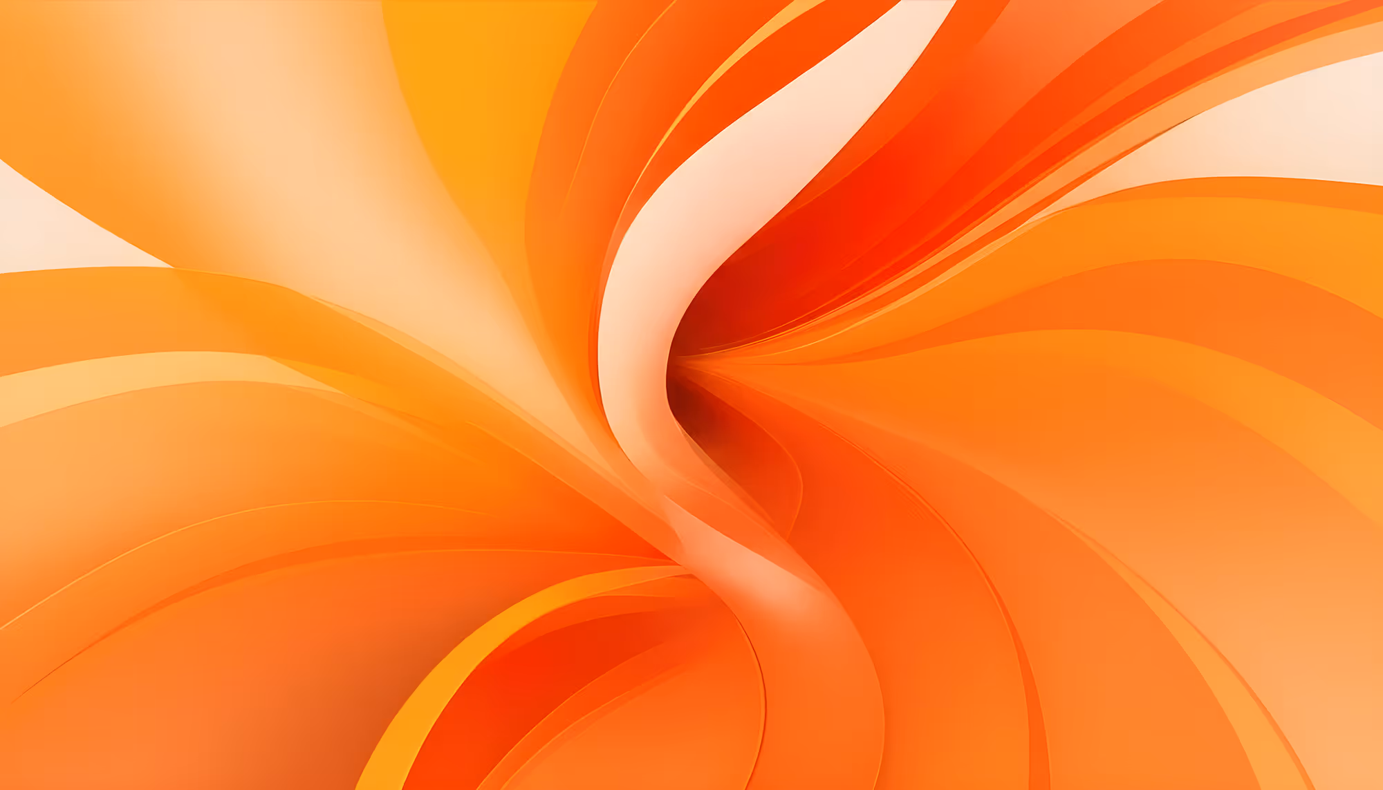 Abstract image with dynamic orange and yellow swirls blending harmoniously, creating a sense of movement and energy. The shapes evoke a calm, warm tone.