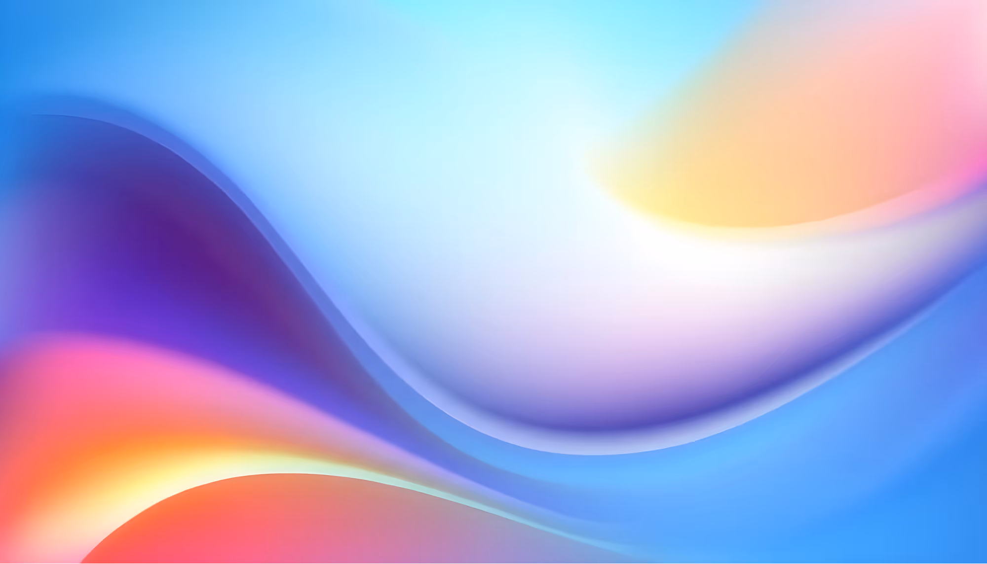 Abstract image with smooth, flowing curves in vibrant blues, purples, and pinks. Gradients blend softly, evoking a calm and serene atmosphere.