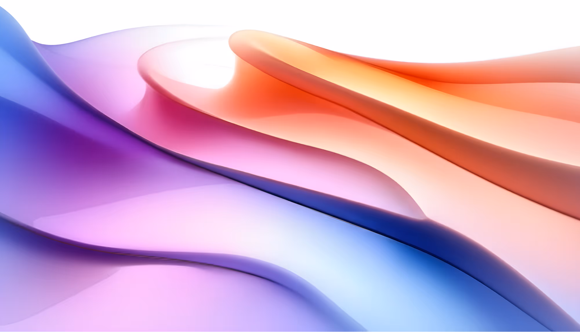 Abstract image with smooth, flowing waves in vibrant colors of purple, blue, pink, and orange, creating a serene and dynamic visual effect.