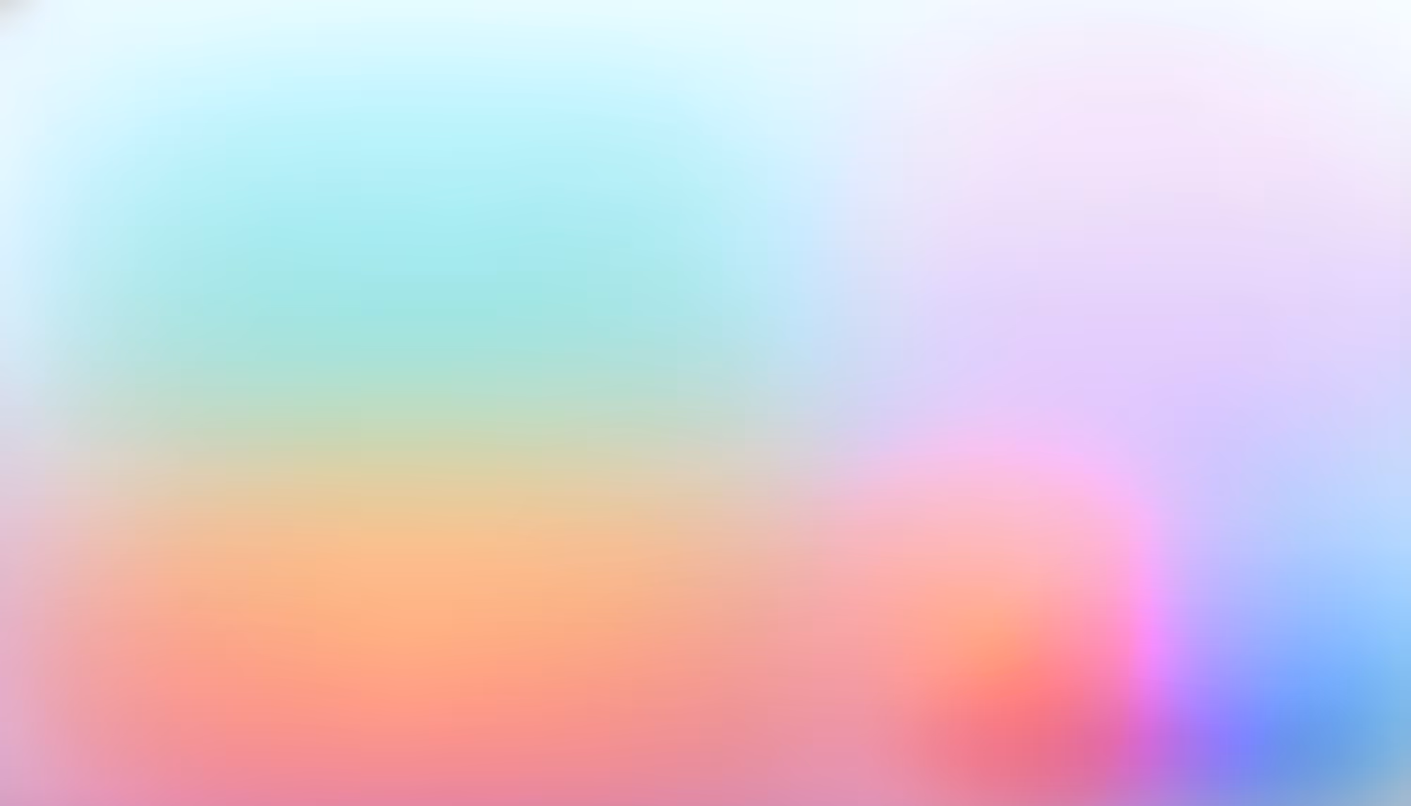Soft pastel gradient background blending turquoise, orange, pink, and purple, creating a calm, soothing and harmonious abstract aesthetic.