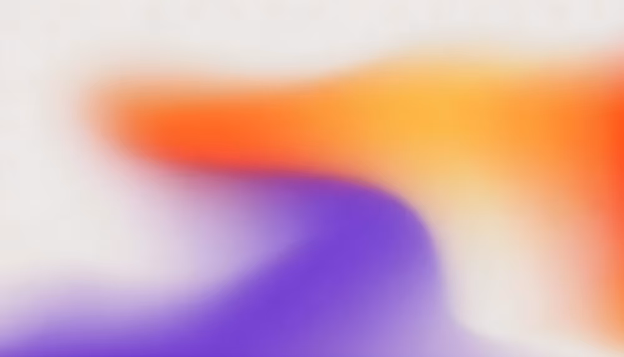 Abstract image featuring a gradient blend of vivid orange and deep purple against a soft off-white background, conveying a serene, dreamlike atmosphere.