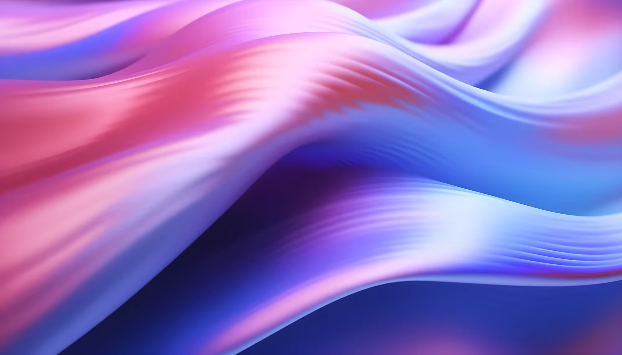 Abstract image of flowing, silky waves in vibrant pink, purple, and blue hues. The surface is smooth, evoking a serene and dreamy atmosphere.