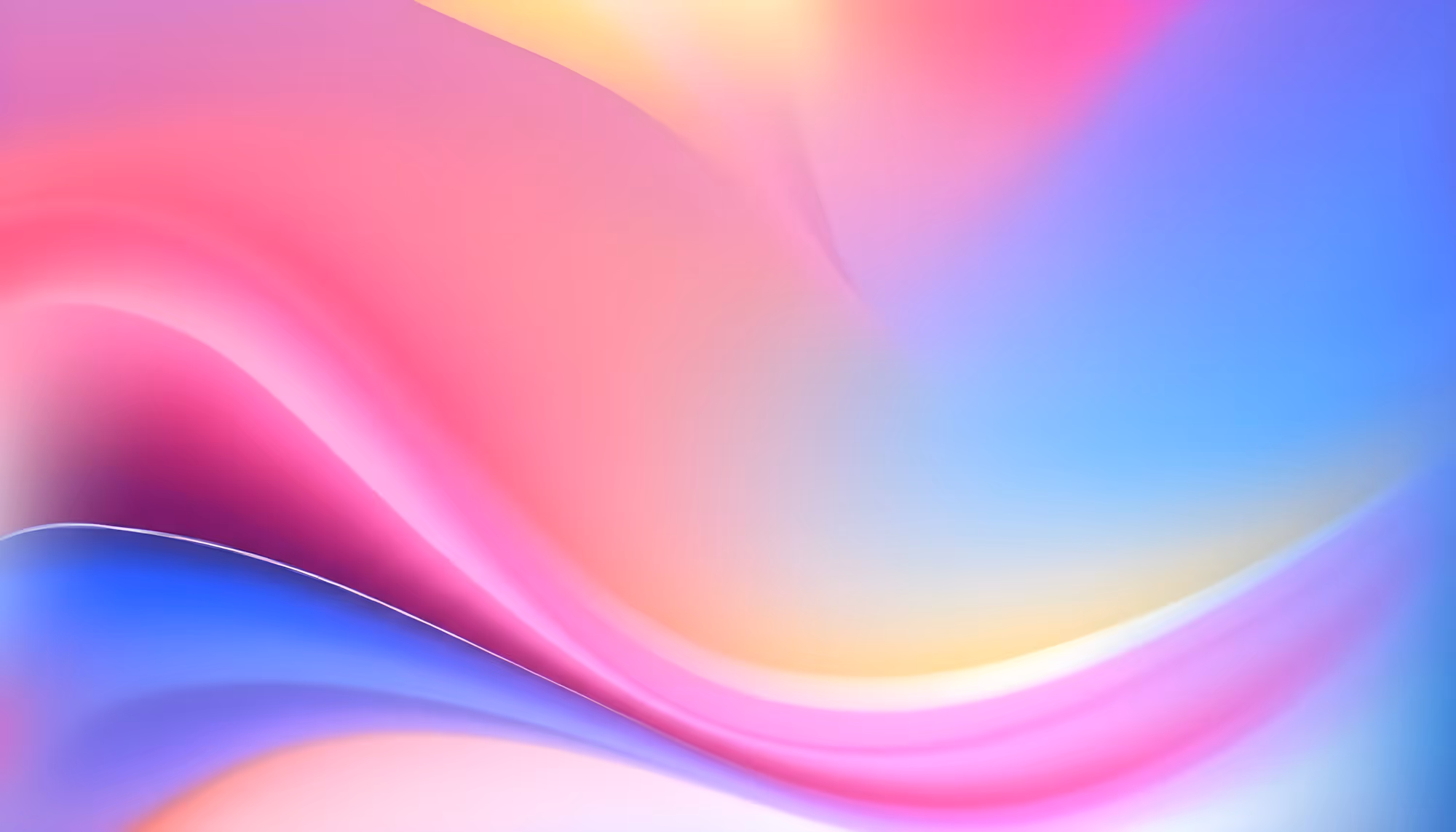 A vibrant, fluid abstract design featuring smooth waves of pink, purple, and blue. The blend of colors creates a calming, dreamy atmosphere.