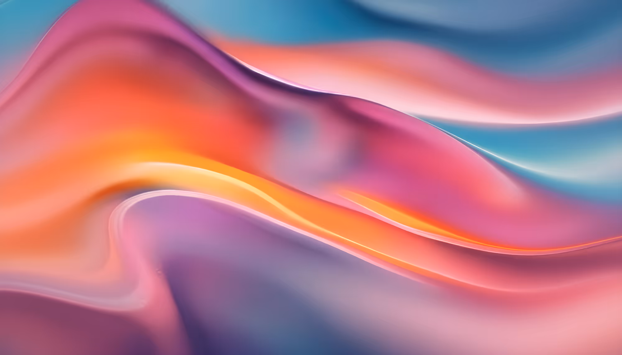 Abstract image of smooth, flowing waves in vibrant hues of pink, purple, orange, and blue, conveying a serene and dreamy atmosphere.