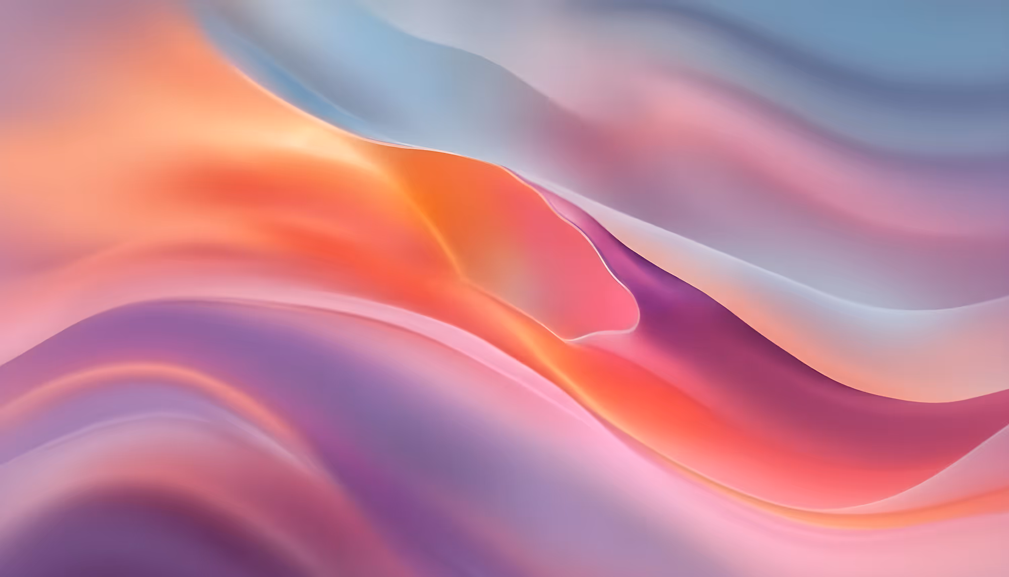 Abstract image featuring flowing, wave-like forms in pastel tones of pink, purple, and blue, creating a serene, dreamy atmosphere.