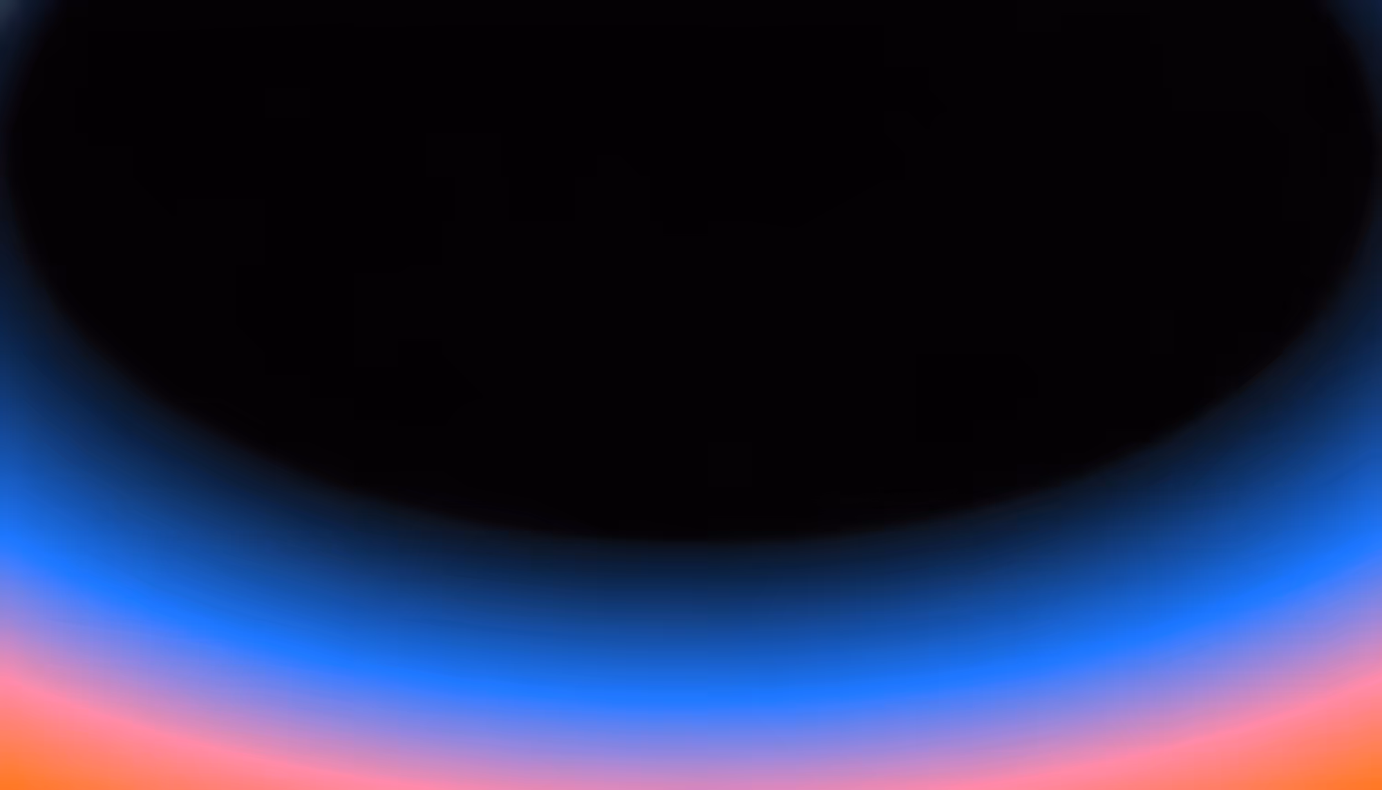 Abstract image with a black oval in the center surrounded by a gradient of blue, transitioning to pink and orange, giving a cosmic or atmospheric feel.