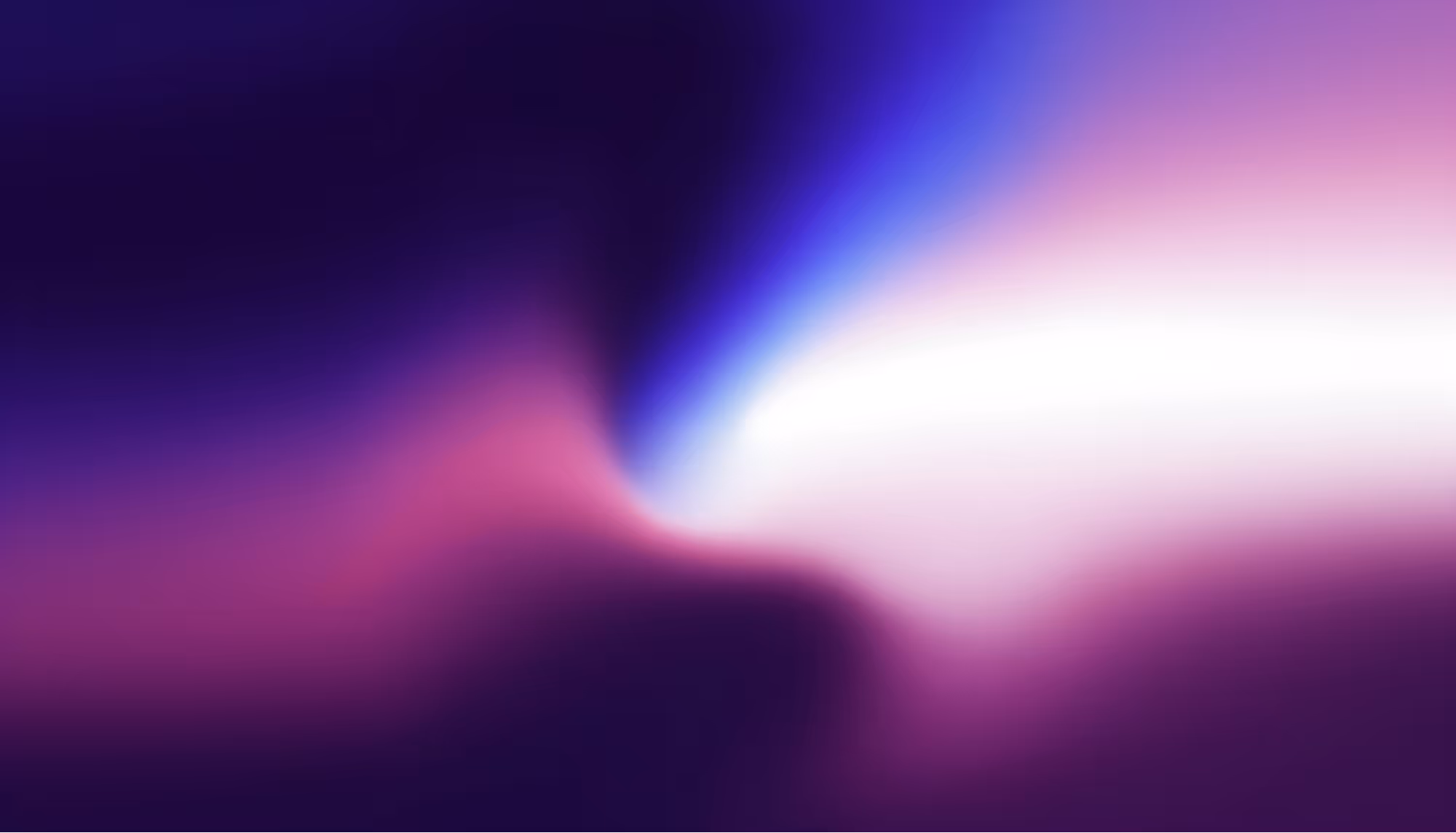 Abstract image with a smooth gradient of dark purple to light pink, featuring a bright white and blue central curve. It evokes a calm, ethereal feel.