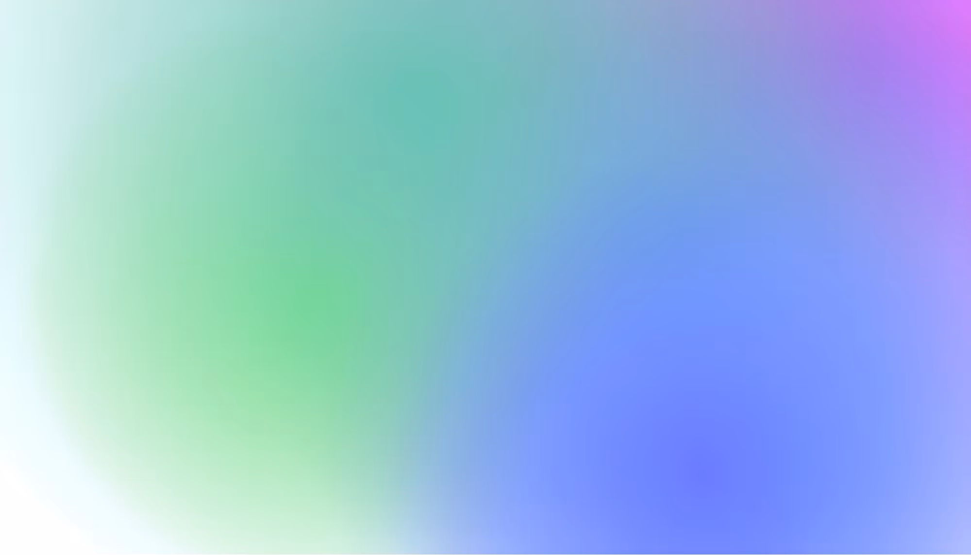 Gradient background with soft blending colors: green, blue, purple, and white. The smooth transitions create a calm and serene atmosphere.