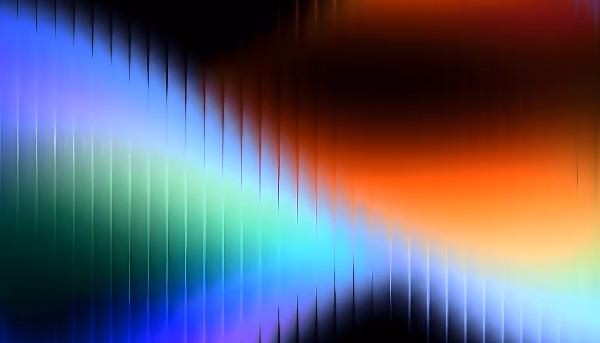 Abstract image featuring a gradient of vivid colors, including blue, green, and orange, with a wave-like pattern. The design conveys a dynamic, energetic mood.