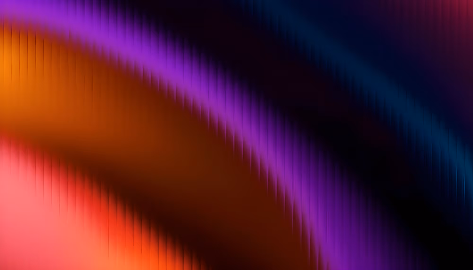 Abstract image with smooth, vertical gradients of orange, pink, purple, and dark blue waves. The design exudes a vibrant, flowing energy.