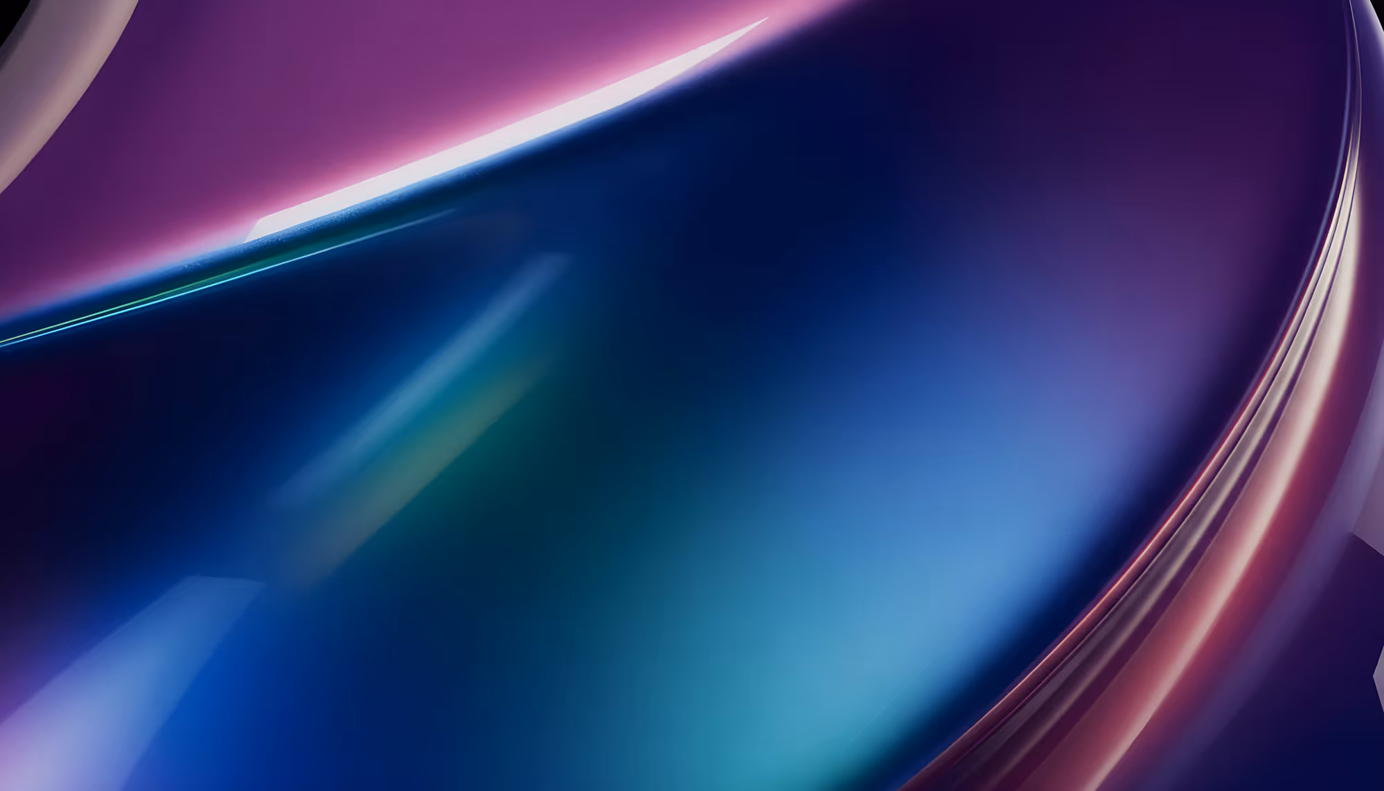 Abstract image with flowing curves in vibrant purple, blue, and teal hues, creating a smooth, glossy texture. It conveys a modern and dynamic feel.