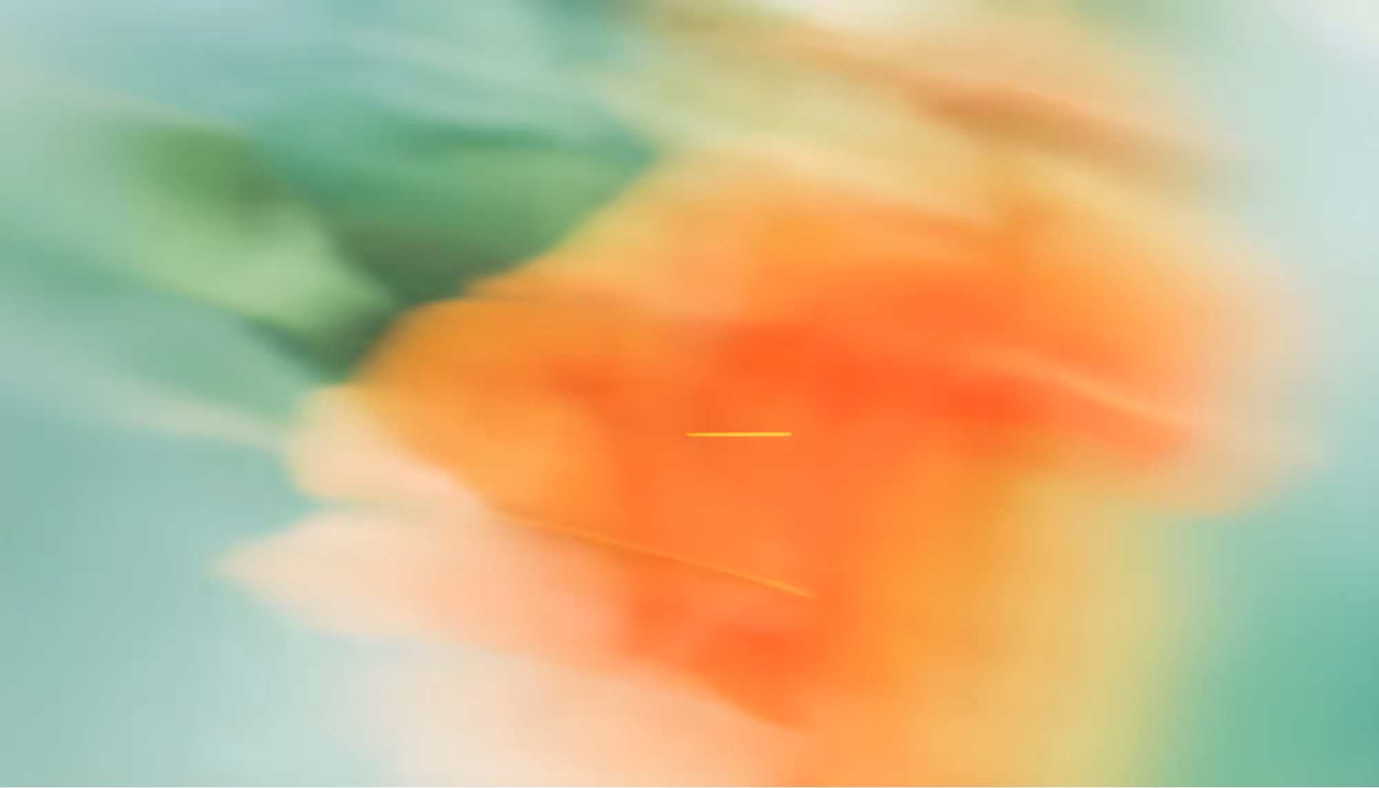 Abstract image with blurred green, orange, and red hues blending seamlessly; creates a soft, warm, and dreamlike atmosphere.