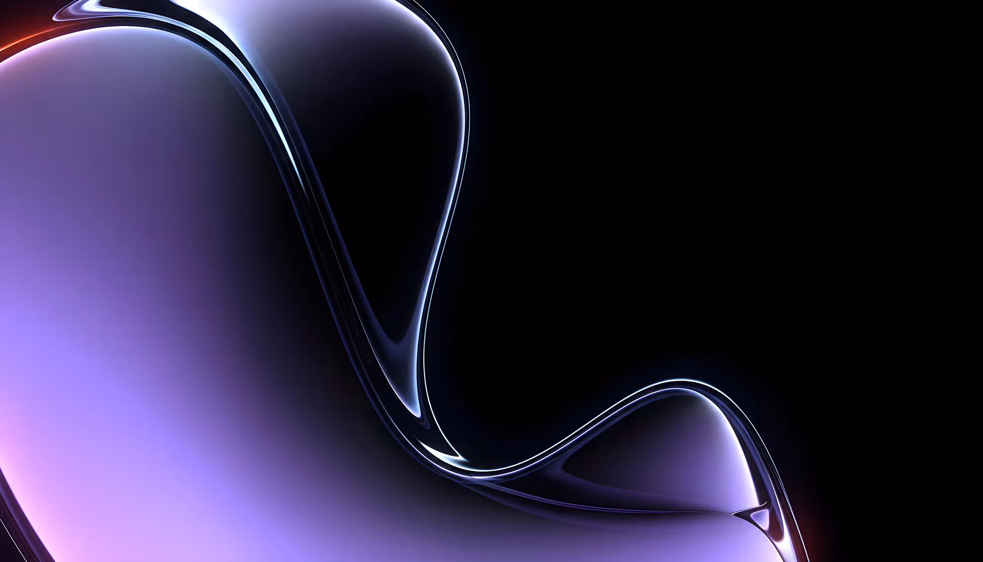 Abstract image of a smooth, curving shape with purple and blue gradients against a black background, conveying a futuristic and fluid aesthetic.