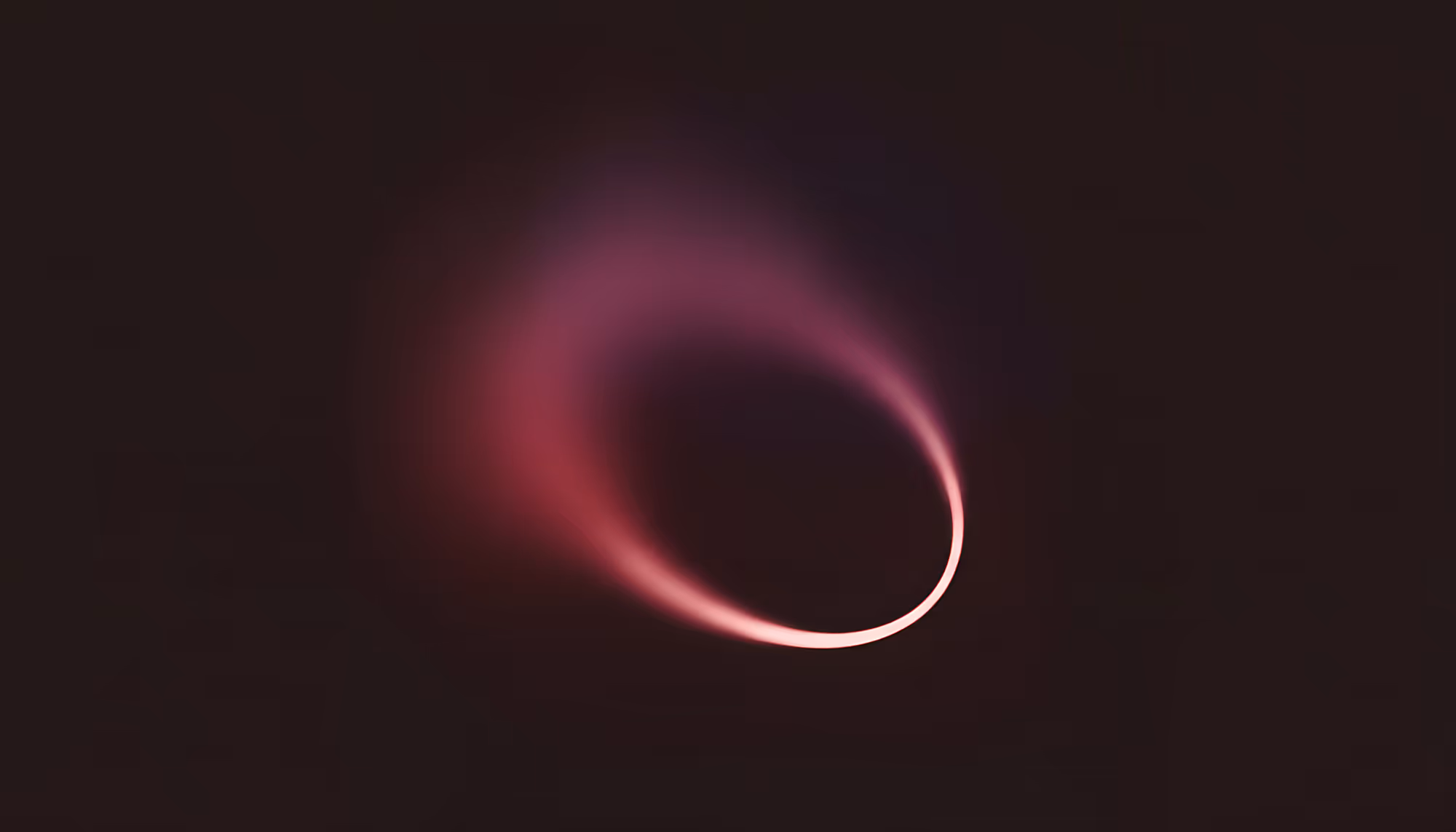 A glowing, elliptical light with a pink and purple aura shimmers against a dark background, evoking a sense of mystery and cosmic beauty.