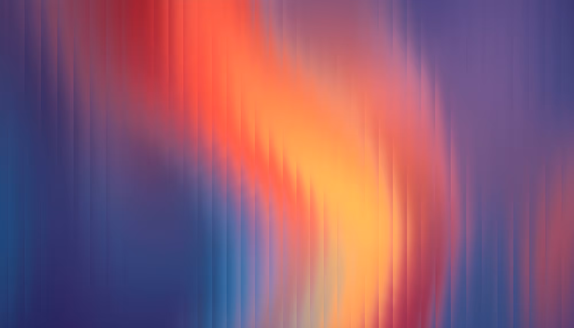 Abstract image with a wavy blend of red, orange, and yellow hues against a cool blue and purple background. The vertical lines create a serene, flowing effect.