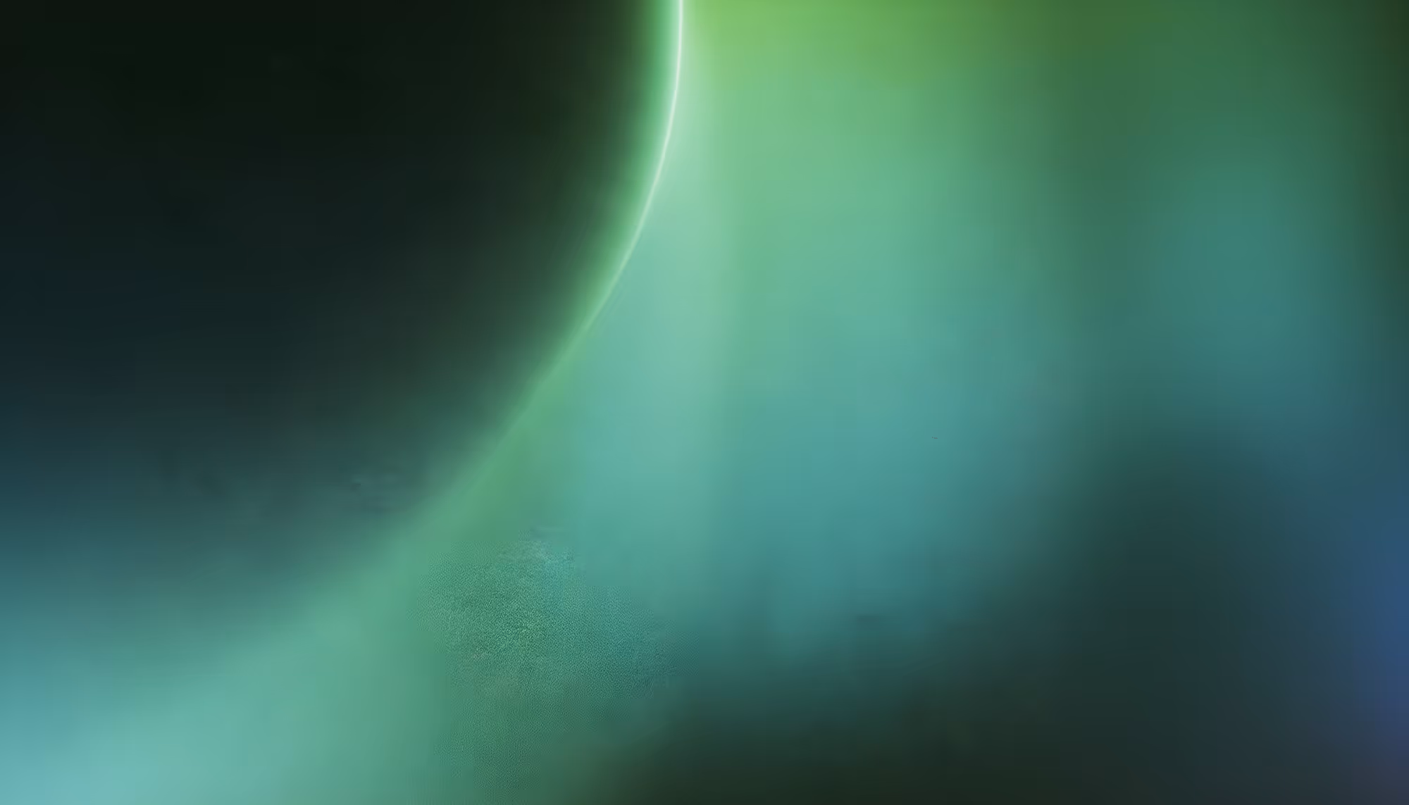 A gradient abstract image with a green curve on the left, blending into teal and dark blues toward the right. The scene evokes a calm, ethereal atmosphere.
