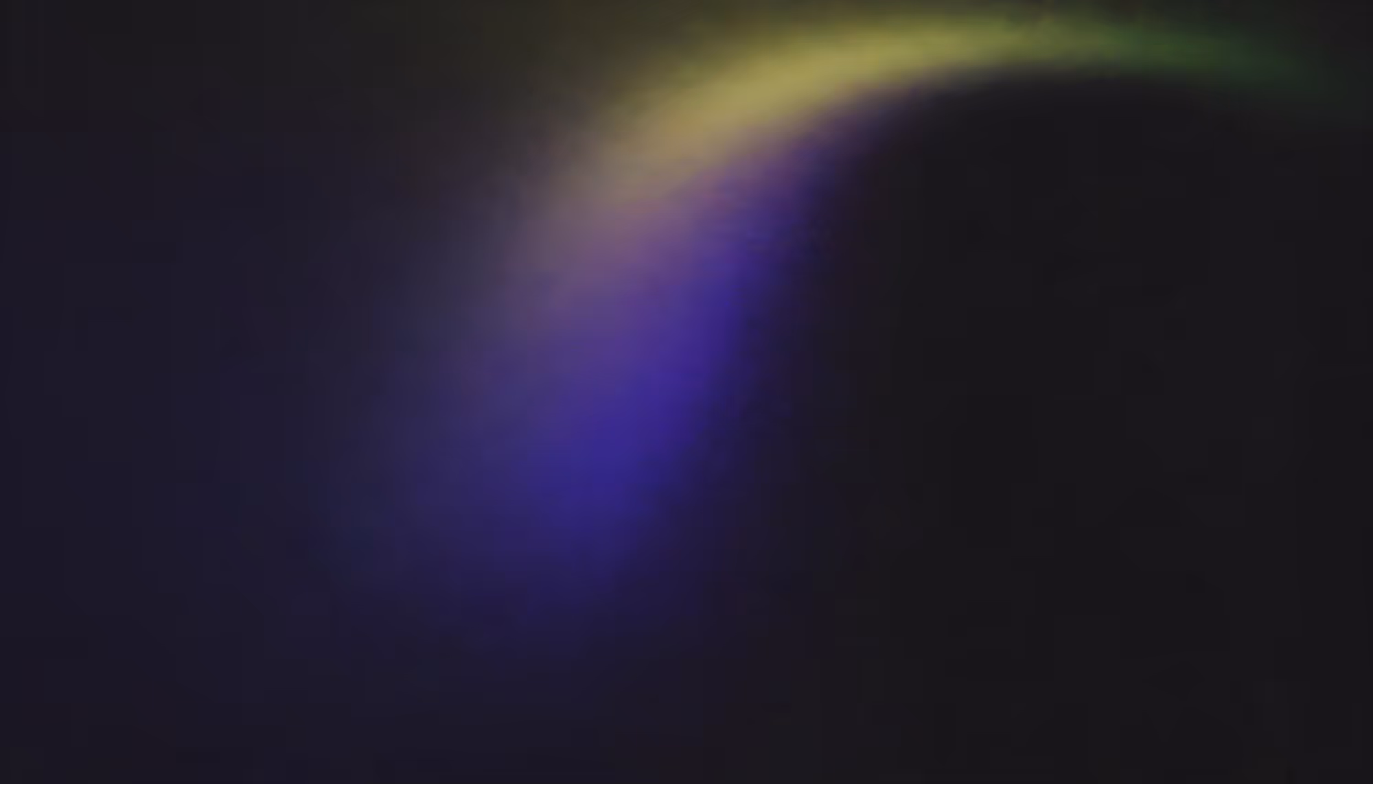 A soft, curved gradient of yellow merging into purple on a dark background, creating a calm and mysterious atmosphere with a celestial feel.