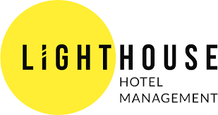 Lighthouse Hotel Management logo featuring a yellow circle and bold black text.
