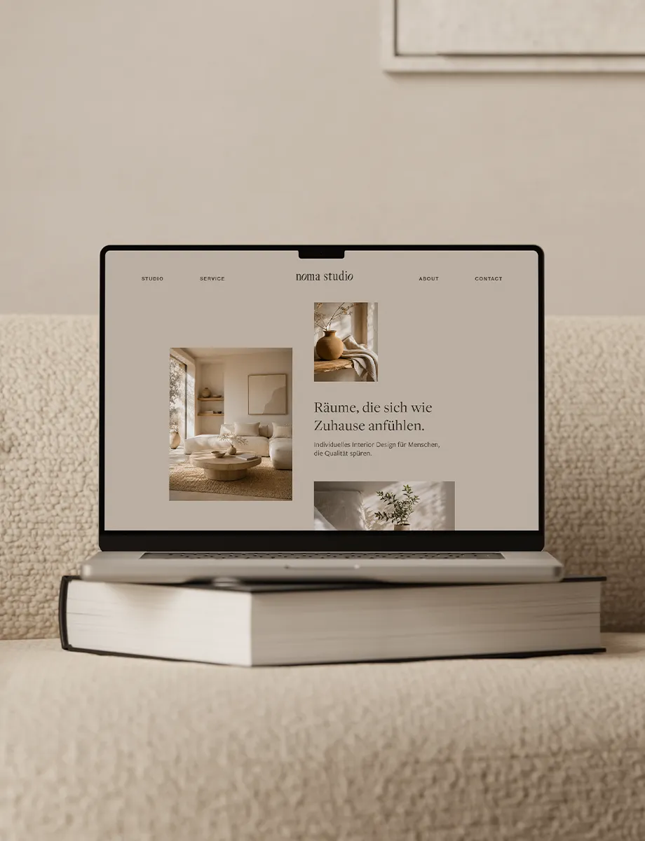 Webdesign für Noma Studio – Interior Design Website auf Laptop