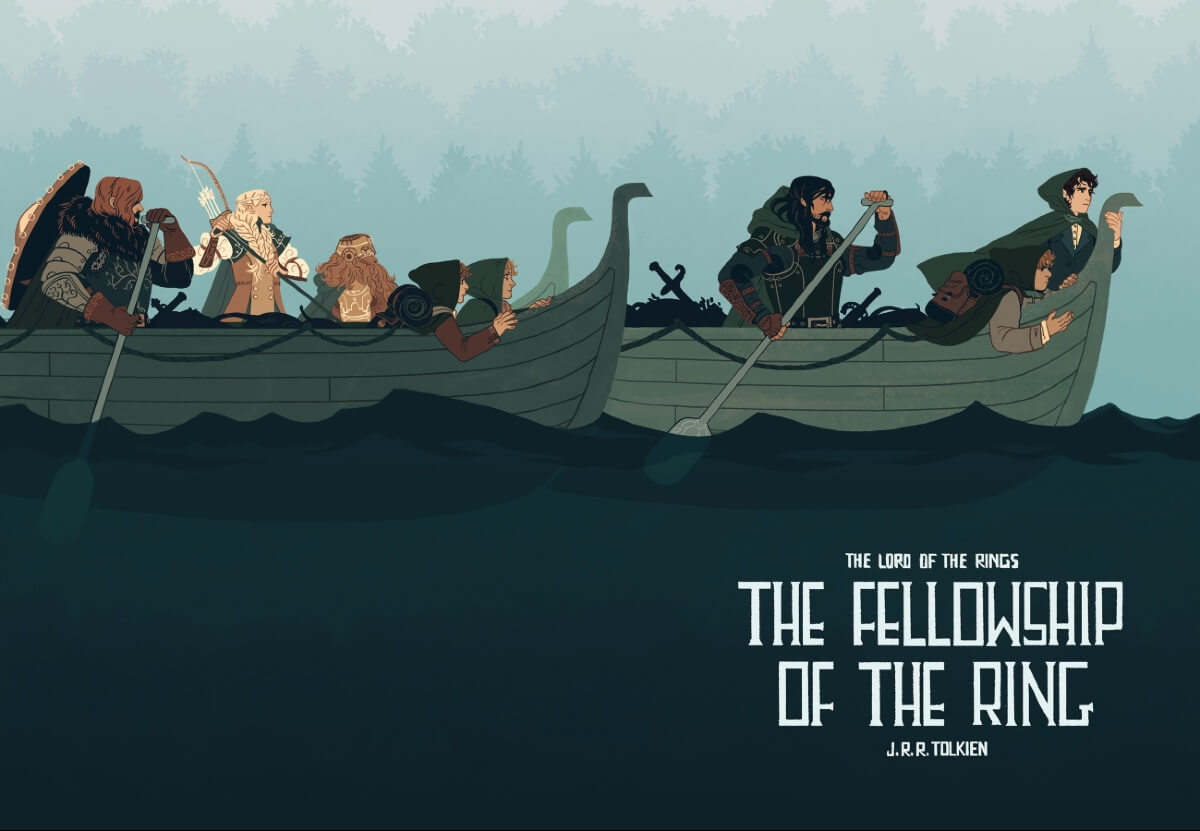 Lord of the rings The fellowship of the ring by Tolkien | Book cover design by Sara Kipin, USA | 20 Inspiring Book Cover Designs of Great Classics by Artists on Behance