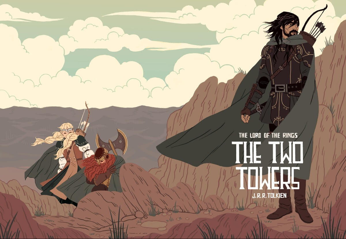 Lord of the rings The two Towers by Tolkien | Book cover design by Sara Kipin, USA | 20 Inspiring Book Cover Designs of Great Classics by Artists on Behance