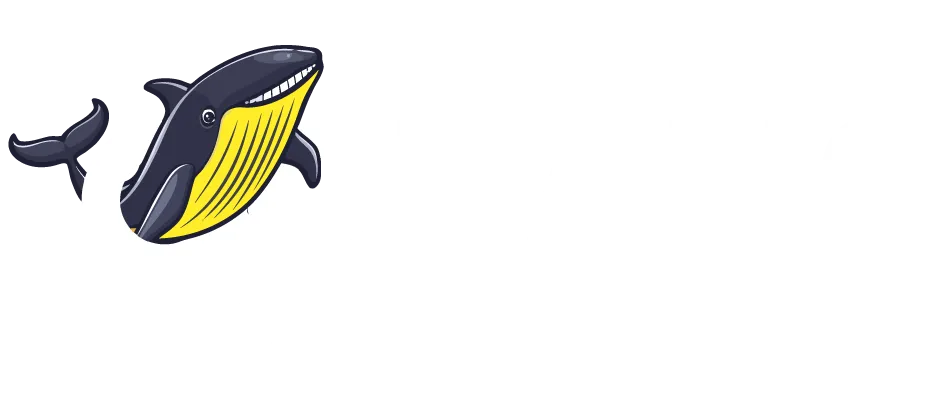 Logo with an illustrated smiling whale above stylized text 'OCEANS OF POSSIBILITY'.