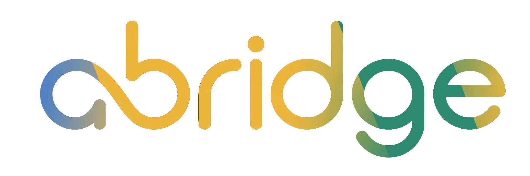 Abridge logo in stylized lowercase letters with gradients of blue, yellow, and green.