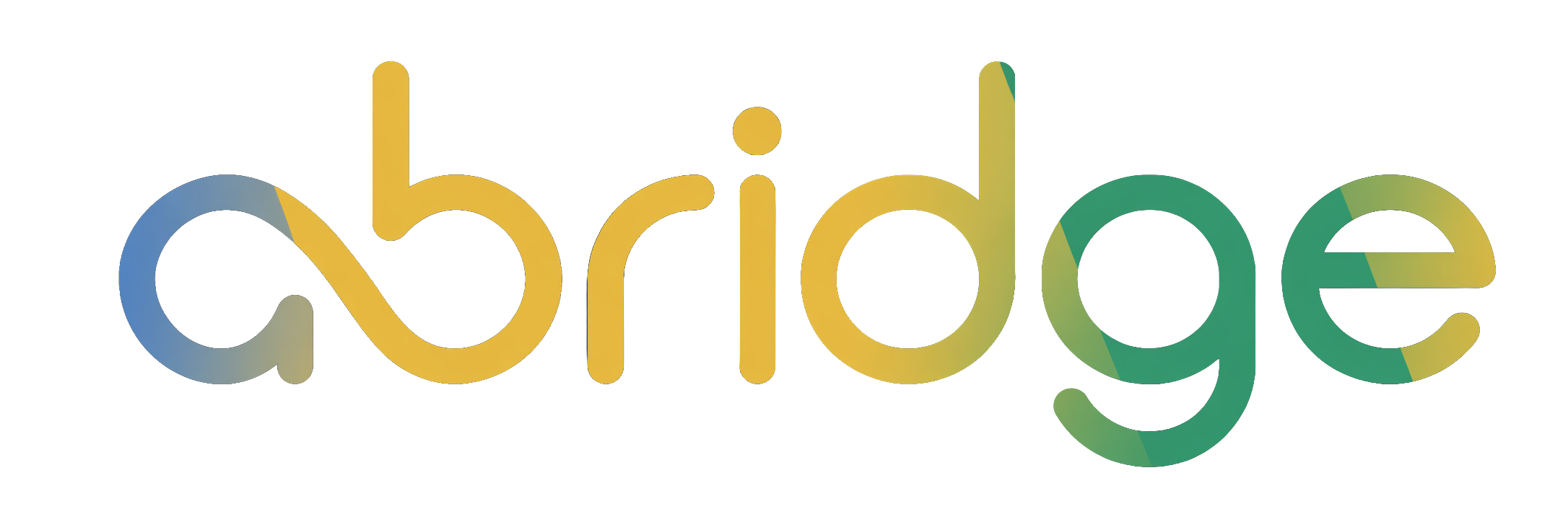 Abridge logo in stylized lowercase letters with gradients of blue, yellow, and green.