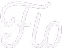 White cursive letter F on a black background.