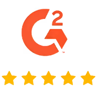 G2 logo above five gold stars indicating a high rating.