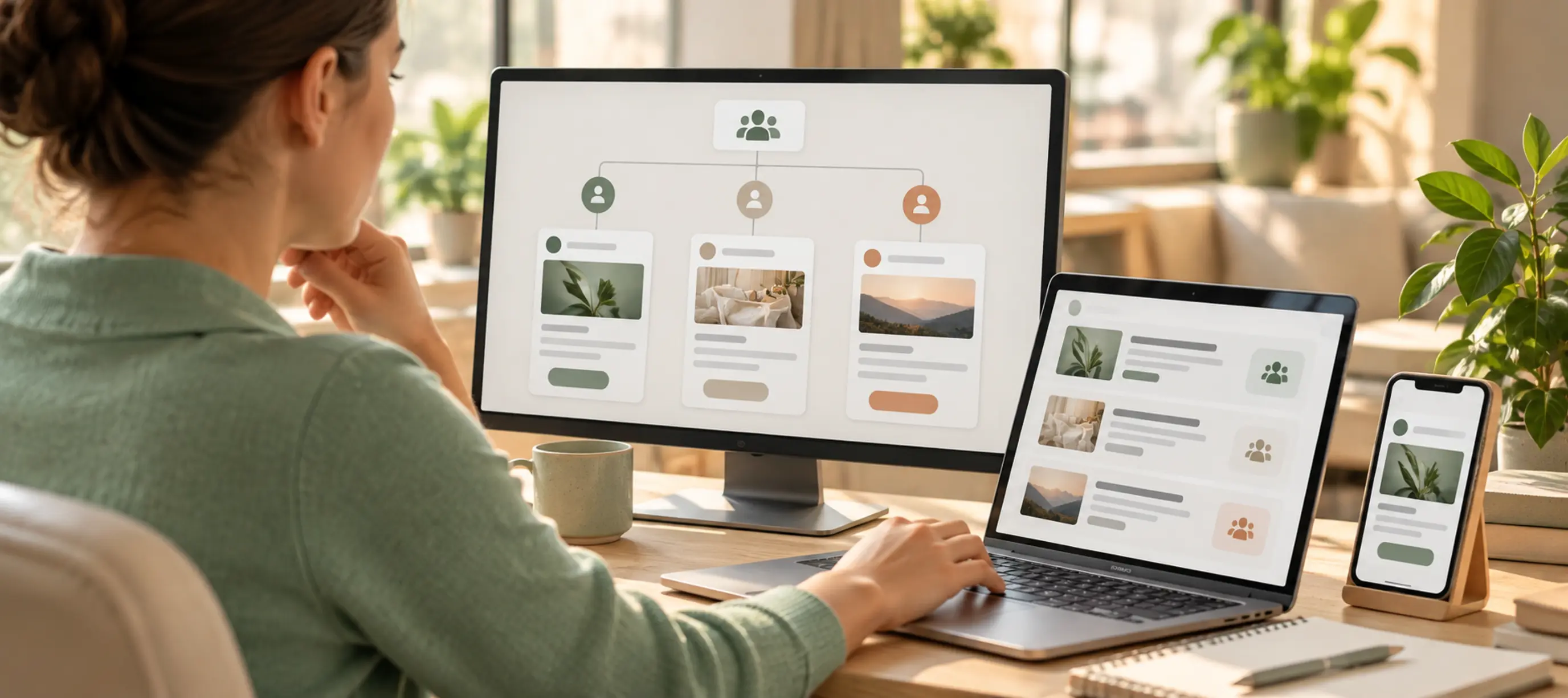 Lifecycle marketer reviewing personalized message variants across devices