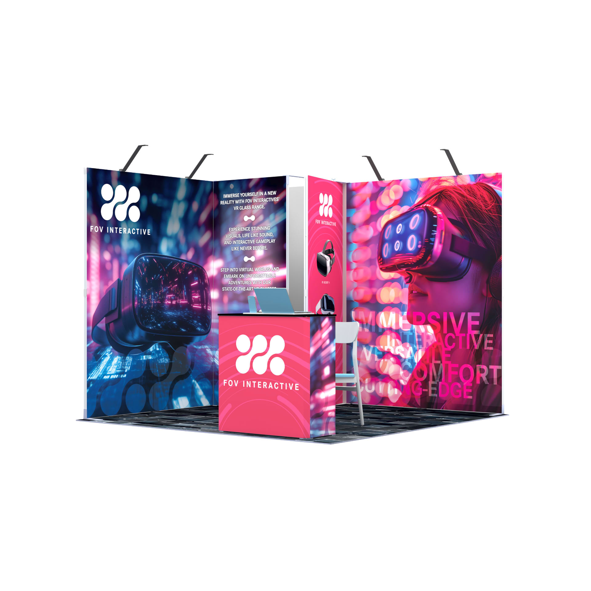 FastFrame 9m² Compact stand — 3m x 3m, open 2 sides, L-shape configuration