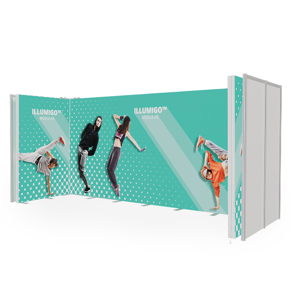 iLLumigo modular lightbox display assembled as an exhibition backdrop