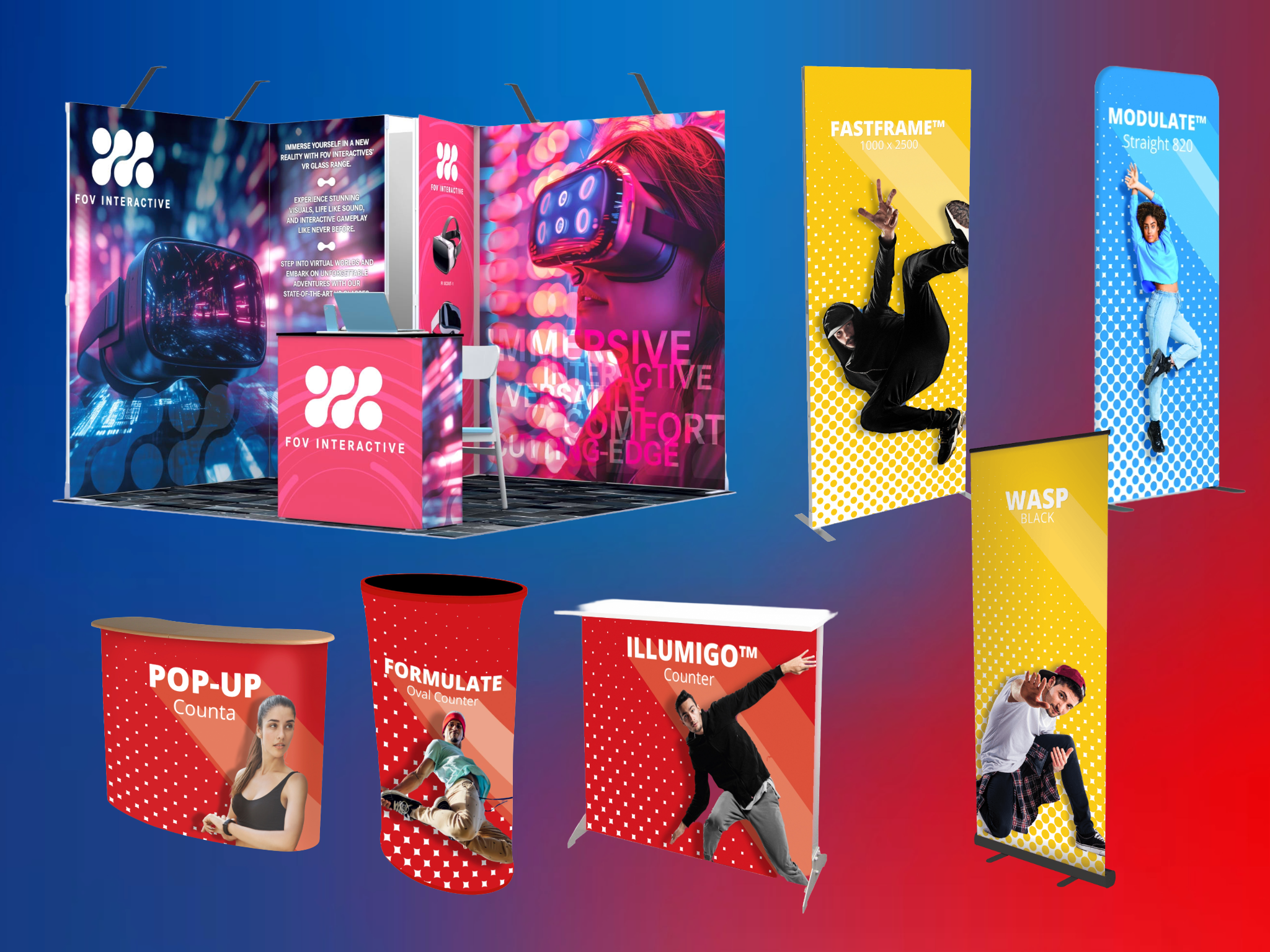 Curved pop-up display bundle