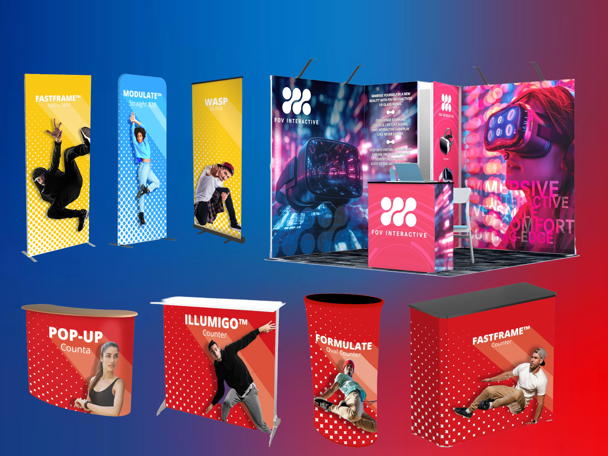 Straight pop-up display bundle
