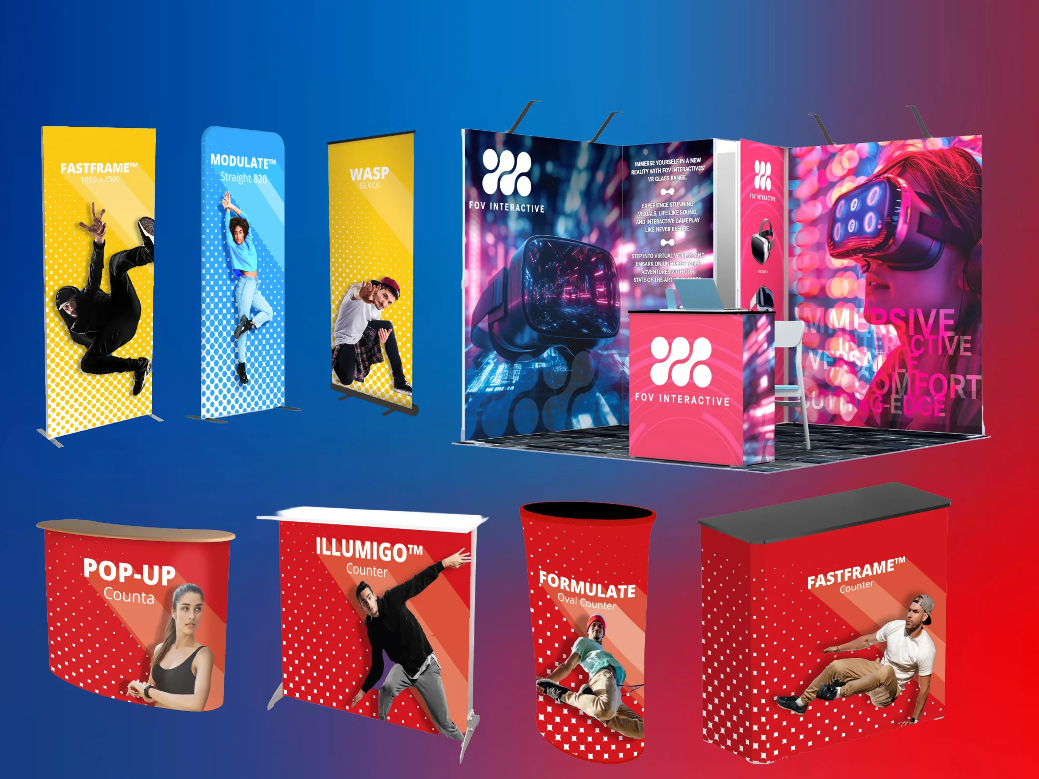 Straight pop-up display bundle