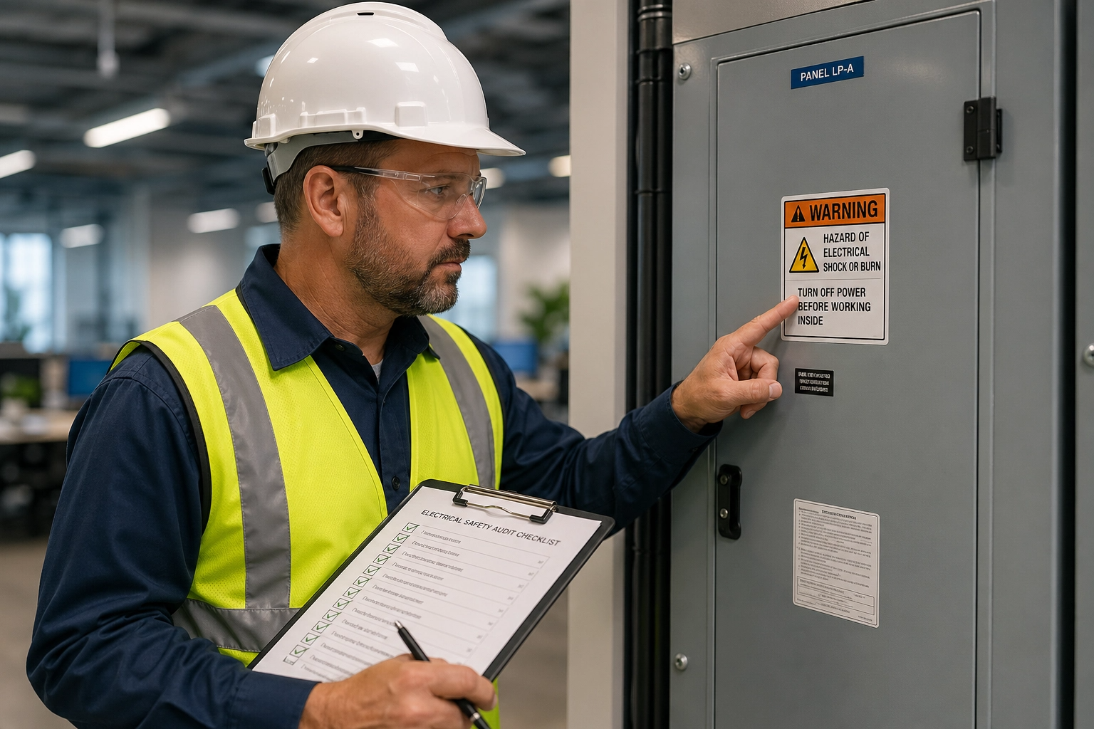 Licensed electrician in Nashville performing a safety audit on a residential electrical panel to verify 200-amp capacity.
