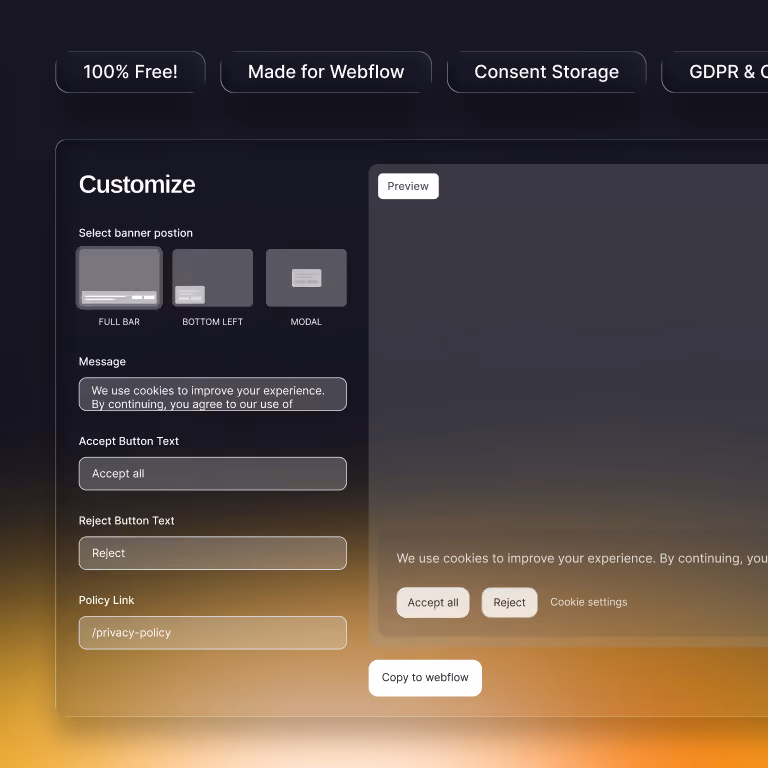 Webflow Cookie Consent