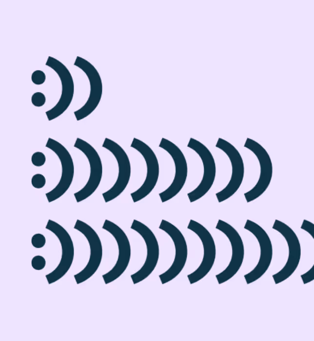 Drei Zeilen gefüllt mit Smileys vor einem lilanen Hintergrund
