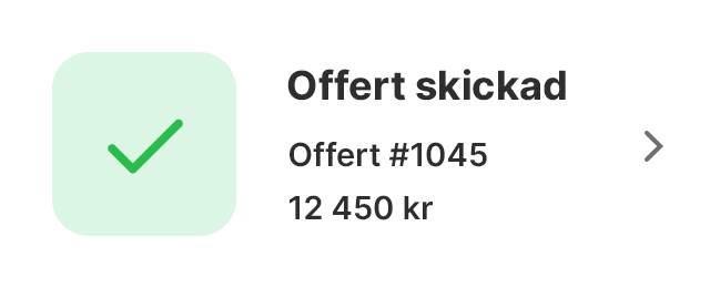 Exempel på en skickad offert i Unitedprofile Sales