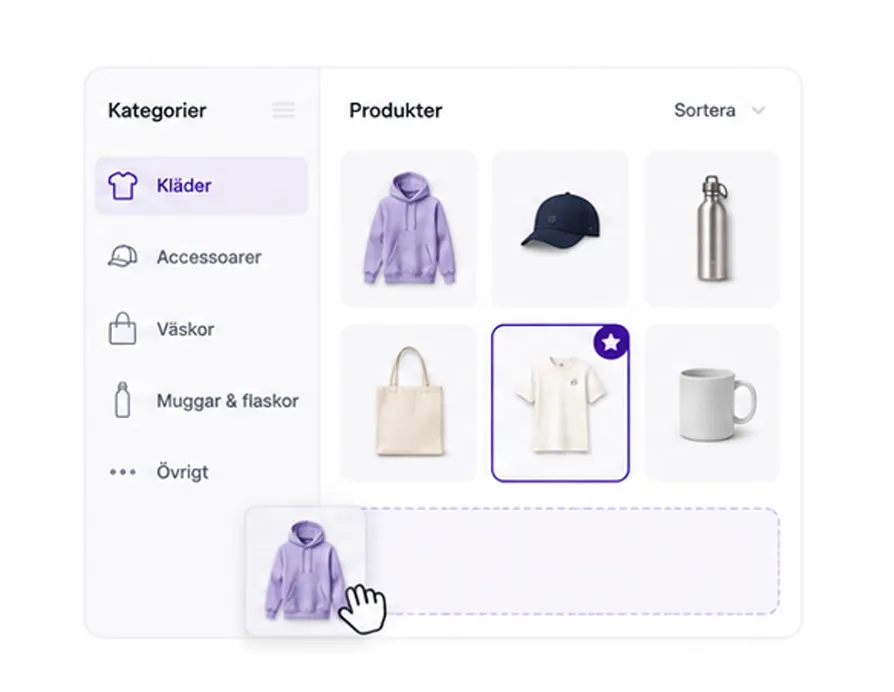 Produkter ordnas i kategorier i en webbshop