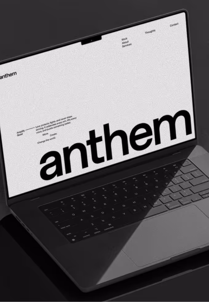 Anthem website mockup on desktop