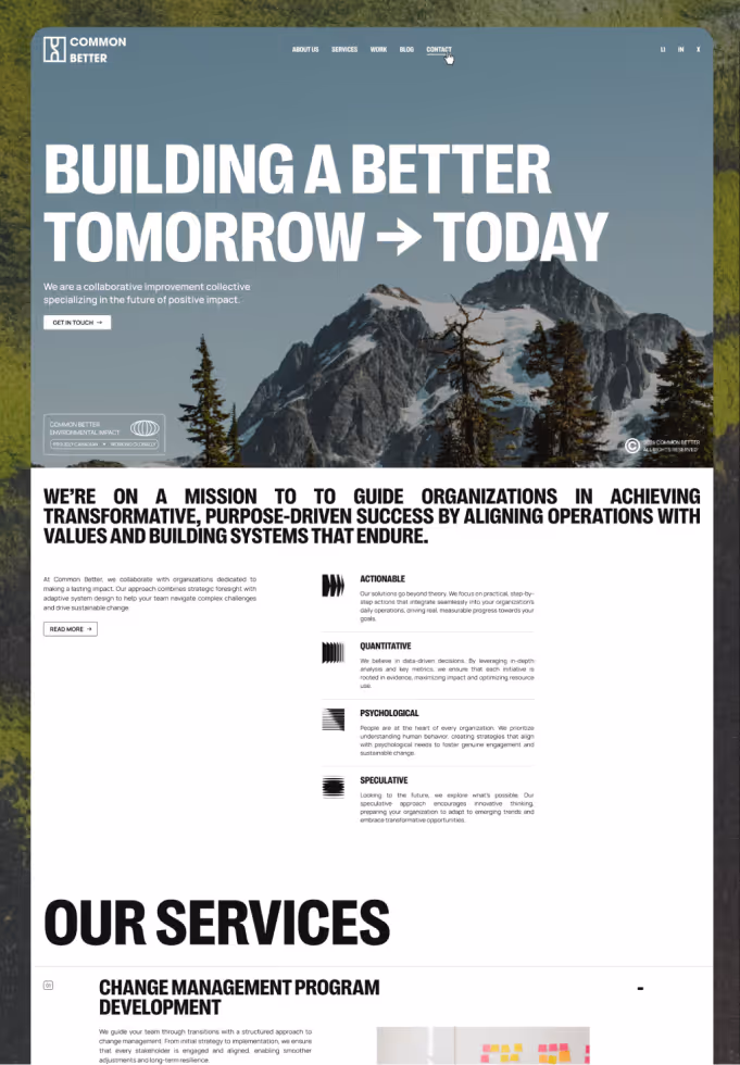 Common website redesign showing improved site layout