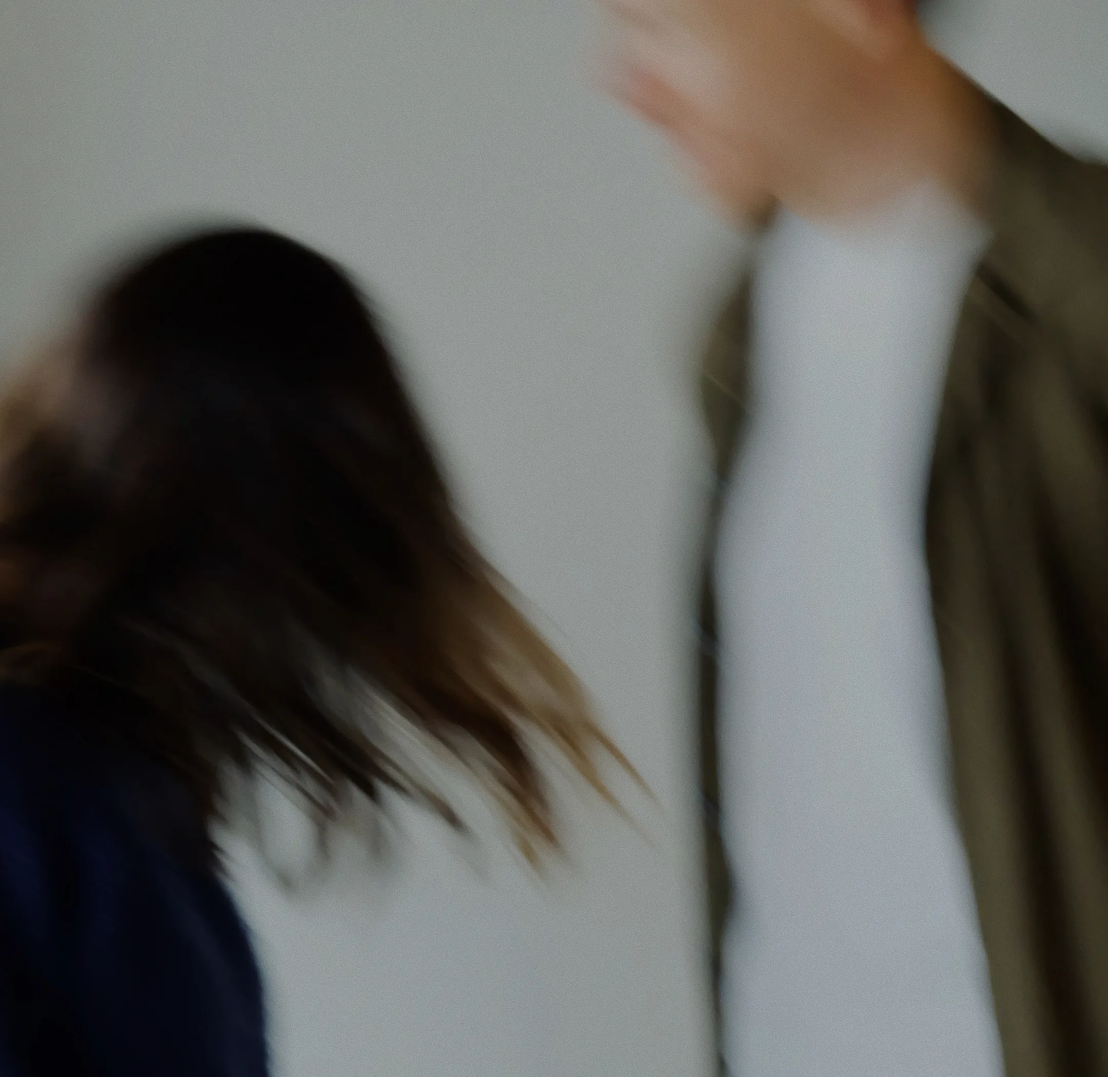 A photo of Matt and Missy in motion so they are blurred