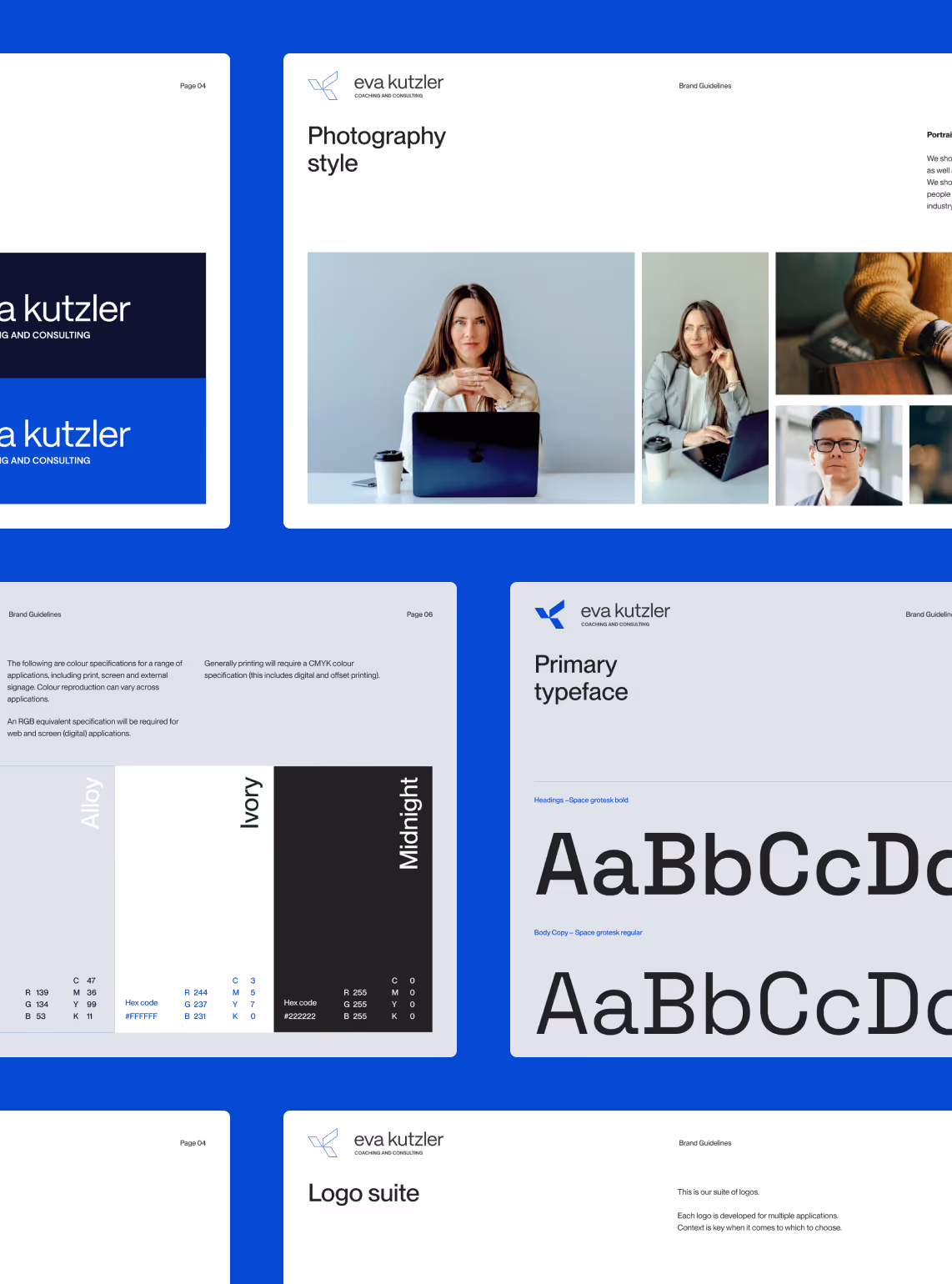 a branding mockup showing the brand for Eva Kutzler