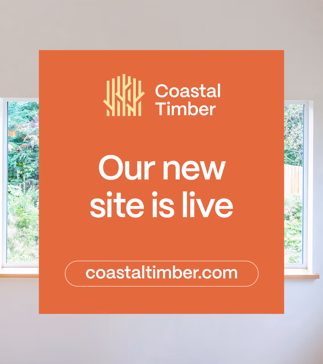 A social post showing an instagram post announcing the launch of the new Coastal Timber website