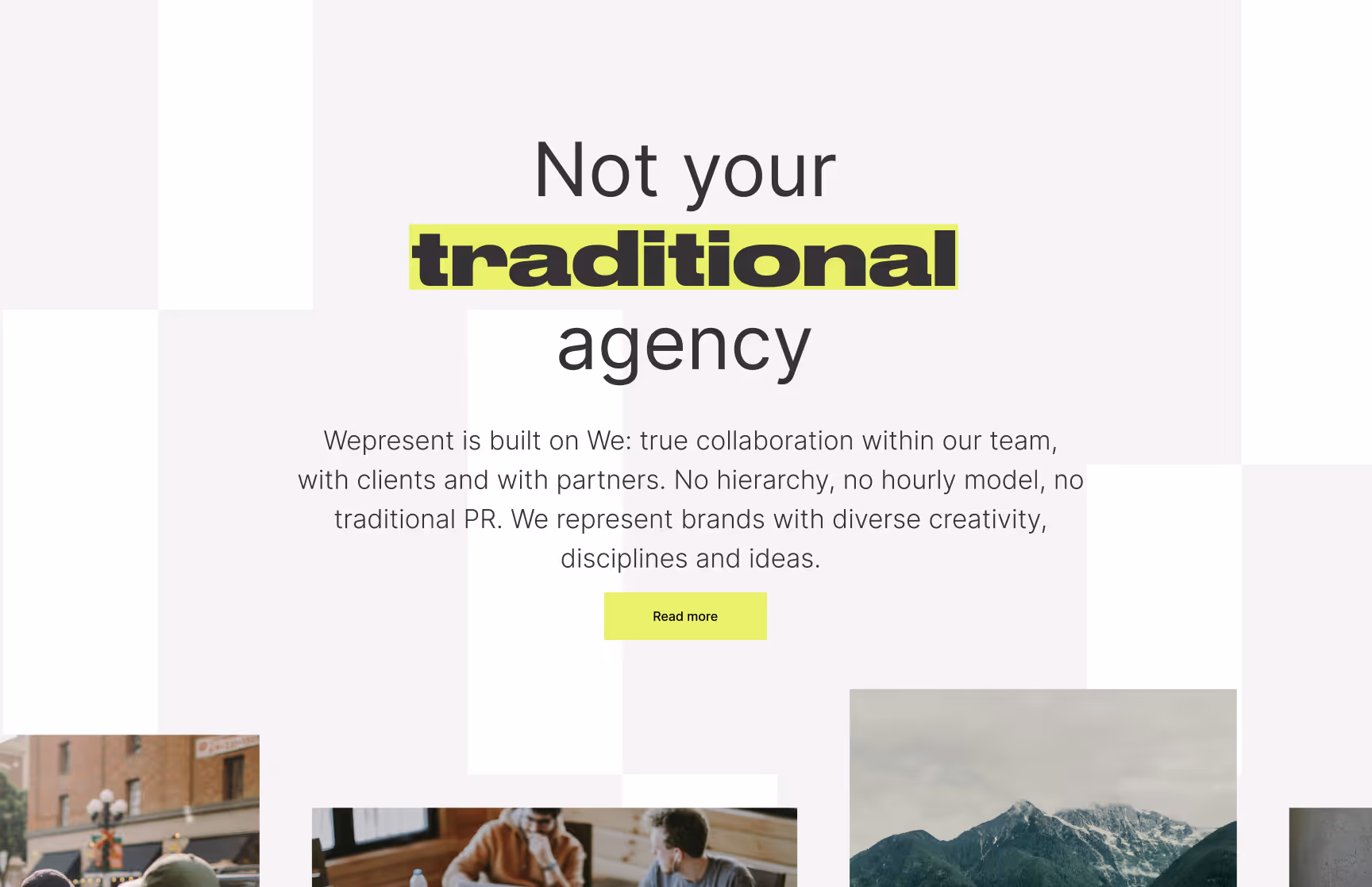 The agency callout section for We Present