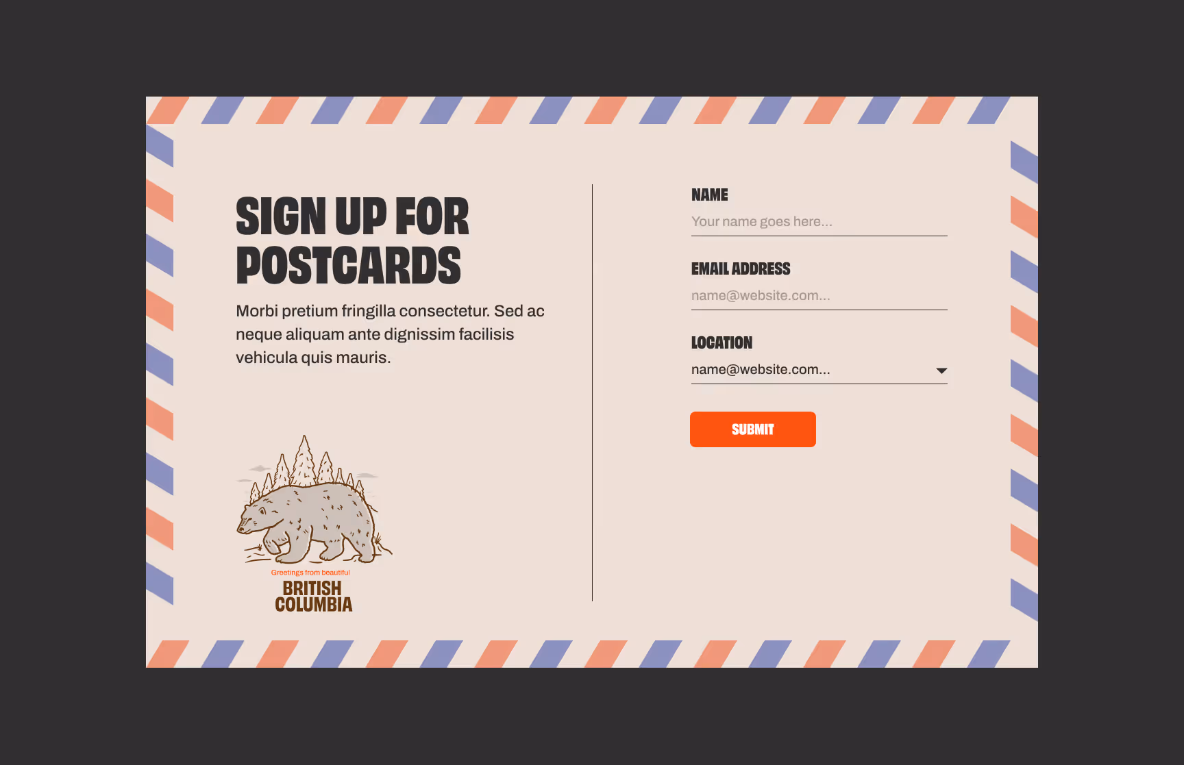 The newsletter sign up for Keep it Wild BC